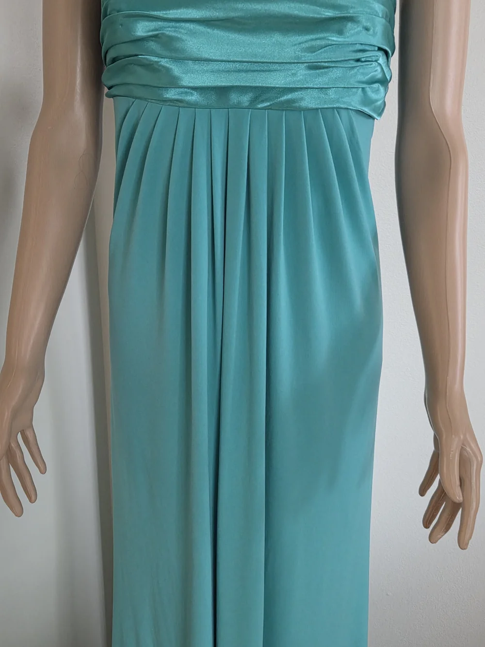 DAVID'S BRIDAL Strapless Maxi Dress Tiffany Blue Size 10 Bridesmaid Formal Prom